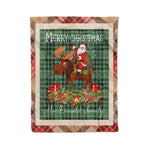 Personalized Gift Plaid Tartan Blanket Clan MacDonald Lord Of The Isles With Moose Lover Xmas Gift Santa Riding Christmas Fleece Blanket