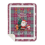 Personalized Gift Tartan Plaid Blanket Clan Crawford Ancient With Funny Santa Snowman Reindeer Merry Christmas Gift Sherpa Blanket, blue plaid sherpa blanket,blue tartan sherpa blanket,Buchan,buffalo plaid sherpa blanket,christmas sherpa blanket,Christmas Throw Blanket