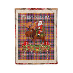 Personalized Gift Plaid Tartan Blanket Clan Jacobite With Moose Lover Xmas Gift Santa Riding Christmas Fleece Blanket