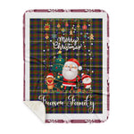 Personalized Gift Tartan Plaid Blanket Clan Fraser Hunting With Funny Santa Snowman Reindeer Merry Christmas Gift Sherpa Blanket, blue plaid sherpa blanket,blue tartan sherpa blanket,Buchan,buffalo plaid sherpa blanket,christmas sherpa blanket,Christmas Throw Blanket