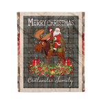 Personalized Gift Plaid Tartan Blanket Clan Outlander Fraser With Moose Lover Xmas Gift Santa Riding Christmas Fleece Blanket