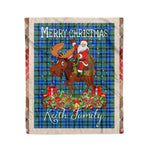 Personalized Gift Plaid Tartan Blanket Clan Keith With Moose Lover Xmas Gift Santa Riding Christmas Fleece Blanket