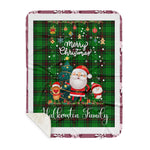 Personalized Gift Tartan Plaid Blanket Clan Halkerston With Funny Santa Snowman Reindeer Merry Christmas Gift Sherpa Blanket, blue plaid sherpa blanket,blue tartan sherpa blanket,Buchan,buffalo plaid sherpa blanket,christmas sherpa blanket,Christmas Throw Blanket