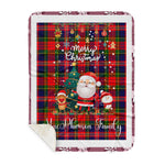 Personalized Gift Tartan Plaid Blanket Clan MacPherson With Funny Santa Snowman Reindeer Merry Christmas Gift Sherpa Blanket, blue plaid sherpa blanket,blue tartan sherpa blanket,Buchan,buffalo plaid sherpa blanket,christmas sherpa blanket,Christmas Throw Blanket