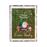 Personalized Gift Tartan Plaid Blanket Clan Lennox With Funny Santa Snowman Reindeer Merry Christmas Fleece Blanket, Home Living Room, Plaid Blanket, Tartan Blanket, Scottish Blanket, Buffalo fleece blanket, Christmas Blanket