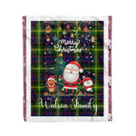 Personalized Gift Tartan Plaid Blanket Clan Watson Modern With Funny Santa Snowman Reindeer Merry Christmas Fleece Blanket, Home Living Room, Plaid Blanket, Tartan Blanket, Scottish Blanket, Buffalo fleece blanket, Christmas Blanket