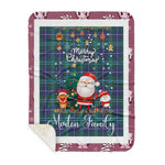 Personalized Gift Tartan Plaid Blanket Clan Morton With Funny Santa Snowman Reindeer Merry Christmas Gift Sherpa Blanket, blue plaid sherpa blanket,blue tartan sherpa blanket,Buchan,buffalo plaid sherpa blanket,christmas sherpa blanket,Christmas Throw Blanket