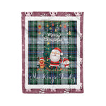 Personalized Gift Tartan Plaid Blanket Clan MacKenzie Dress Ancient With Funny Santa Snowman Reindeer Merry Christmas Fleece Blanket, Home Living Room, Plaid Blanket, Tartan Blanket, Scottish Blanket, Buffalo fleece blanket, Christmas Blanket