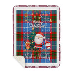 Personalized Gift Tartan Plaid Blanket Clan Newton With Funny Santa Snowman Reindeer Merry Christmas Gift Sherpa Blanket, blue plaid sherpa blanket,blue tartan sherpa blanket,Buchan,buffalo plaid sherpa blanket,christmas sherpa blanket,Christmas Throw Blanket