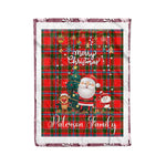 Personalized Gift Tartan Plaid Blanket Clan Paterson Red With Funny Santa Snowman Reindeer Merry Christmas Fleece Blanket, Home Living Room, Plaid Blanket, Tartan Blanket, Scottish Blanket, Buffalo fleece blanket, Christmas Blanket