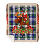 Personalized Gift Plaid Tartan Blanket Clan Gordon Dress Modern With Moose Lover Xmas Gift Santa Riding Buffalo Plaid Christmas Sherpa Blanket
