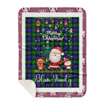 Personalized Gift Tartan Plaid Blanket Clan Blair Modern With Funny Santa Snowman Reindeer Merry Christmas Gift Sherpa Blanket, blue plaid sherpa blanket,blue tartan sherpa blanket,Buchan,buffalo plaid sherpa blanket,christmas sherpa blanket,Christmas Throw Blanket