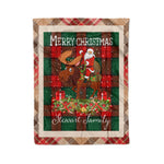 Personalized Gift Plaid Tartan Blanket Clan Stewart Atholl Modern With Moose Lover Xmas Gift Santa Riding Christmas Fleece Blanket