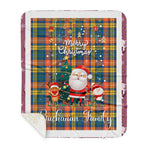 Personalized Gift Tartan Plaid Blanket Clan Buchanan Ancient With Funny Santa Snowman Reindeer Merry Christmas Gift Sherpa Blanket, blue plaid sherpa blanket,blue tartan sherpa blanket,Buchan,buffalo plaid sherpa blanket,christmas sherpa blanket,Christmas Throw Blanket