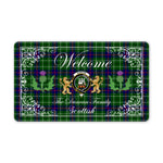 Doormat - Welcome Mat Scottish Clan Duncan Tartan Door Mat, Plaid Doormat With Thistle and Two Lion Scottish