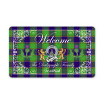 Doormat - Welcome Mat Scottish Clan Badge Dalrymple Tartan Door Mat, Plaid Doormat With Thistle and Two Lion Scottish