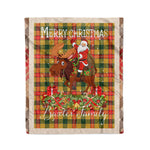 Personalized Gift Plaid Tartan Blanket Clan Baxter With Moose Lover Xmas Gift Santa Riding Christmas Fleece Blanket
