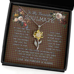 To My Beautiful Soulmate Sunflower Necklace In Your Eyes I Have Found My Home Clan Innes of Cowie Tartan Jewelry For Girlfriend, Tartan Sunflower Pendant Necklace, Scottish Tartan Jewelry, valentine necklace, necklace girlfriend, necklace for wife, cute necklaces for girlfriend, jewelry for girlfriend, to my soulmate necklace, to my future wife necklace