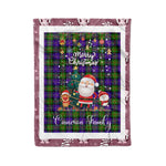 Personalized Gift Tartan Plaid Blanket Clan Cameron With Funny Santa Snowman Reindeer Merry Christmas Fleece Blanket, Home Living Room, Plaid Blanket, Tartan Blanket, Scottish Blanket, Buffalo fleece blanket, Christmas Blanket