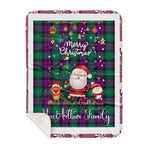 Personalized Gift Tartan Plaid Blanket Clan MacArthur Milton With Funny Santa Snowman Reindeer Merry Christmas Gift Sherpa Blanket, blue plaid sherpa blanket,blue tartan sherpa blanket,Buchan,buffalo plaid sherpa blanket,christmas sherpa blanket,Christmas Throw Blanket