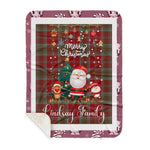 Personalized Gift Tartan Plaid Blanket Clan Lindsay With Funny Santa Snowman Reindeer Merry Christmas Gift Sherpa Blanket, blue plaid sherpa blanket,blue tartan sherpa blanket,Buchan,buffalo plaid sherpa blanket,christmas sherpa blanket,Christmas Throw Blanket
