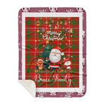 Personalized Gift Tartan Plaid Blanket Clan Bruce With Funny Santa Snowman Reindeer Merry Christmas Gift Sherpa Blanket, blue plaid sherpa blanket,blue tartan sherpa blanket,Buchan,buffalo plaid sherpa blanket,christmas sherpa blanket,Christmas Throw Blanket