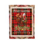 Personalized Gift Plaid Tartan Blanket Clan Brodie With Moose Lover Xmas Gift Santa Riding Christmas Fleece Blanket