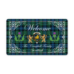 Doormat - Welcome Mat Scottish Clan Campbell Ancient Tartan Door Mat, Plaid Doormat With Thistle and Two Lion Scottish