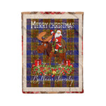 Personalized Gift Plaid Tartan Blanket Clan Balfour Modern With Moose Lover Xmas Gift Santa Riding Christmas Fleece Blanket