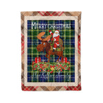 Personalized Gift Plaid Tartan Blanket Clan MacKellar With Moose Lover Xmas Gift Santa Riding Christmas Fleece Blanket