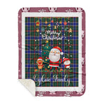 Personalized Gift Tartan Plaid Blanket Clan Ogilvie Hunting Modern With Funny Santa Snowman Reindeer Merry Christmas Gift Sherpa Blanket, blue plaid sherpa blanket,blue tartan sherpa blanket,Buchan,buffalo plaid sherpa blanket,christmas sherpa blanket,Christmas Throw Blanket