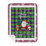 Personalized Gift Tartan Plaid Blanket Clan Dalrymple Hunting With Funny Santa Snowman Reindeer Merry Christmas Gift Sherpa Blanket, blue plaid sherpa blanket,blue tartan sherpa blanket,Buchan,buffalo plaid sherpa blanket,christmas sherpa blanket,Christmas Throw Blanket