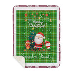 Personalized Gift Tartan Plaid Blanket Clan Forrester Hunting With Funny Santa Snowman Reindeer Merry Christmas Gift Sherpa Blanket, blue plaid sherpa blanket,blue tartan sherpa blanket,Buchan,buffalo plaid sherpa blanket,christmas sherpa blanket,Christmas Throw Blanket
