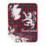 Sherpa Blanket - Tartan Blanket Thistle and Lion Scottish Clan Fraser of Altyre Plaid Blanket, plaid sherpa blanket queen,purple sherpa blanket,queen sherpa blanket,queen size sherpa blanket,red sherpa blanket,scottish tartan blankets,sherpa blanket,sherpa christmas blanket