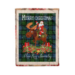 Personalized Gift Plaid Tartan Blanket Clan MacKie With Moose Lover Xmas Gift Santa Riding Christmas Fleece Blanket