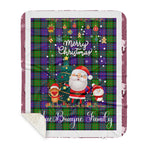 Personalized Gift Tartan Plaid Blanket Clan MacBrayne With Funny Santa Snowman Reindeer Merry Christmas Gift Sherpa Blanket, blue plaid sherpa blanket,blue tartan sherpa blanket,Buchan,buffalo plaid sherpa blanket,christmas sherpa blanket,Christmas Throw Blanket
