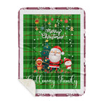 Personalized Gift Tartan Plaid Blanket Clan Galloway District With Funny Santa Snowman Reindeer Merry Christmas Gift Sherpa Blanket, blue plaid sherpa blanket,blue tartan sherpa blanket,Buchan,buffalo plaid sherpa blanket,christmas sherpa blanket,Christmas Throw Blanket