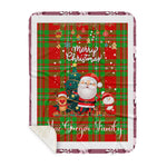 Personalized Gift Tartan Plaid Blanket Clan MacGregor Modern With Funny Santa Snowman Reindeer Merry Christmas Gift Sherpa Blanket, blue plaid sherpa blanket,blue tartan sherpa blanket,Buchan,buffalo plaid sherpa blanket,christmas sherpa blanket,Christmas Throw Blanket
