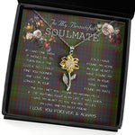 To My Beautiful Soulmate Sunflower Necklace In Your Eyes I Have Found My Home Clan Cunningham Hunting Tartan Jewelry For Girlfriend, Tartan Sunflower Pendant Necklace, Scottish Tartan Jewelry, valentine necklace, necklace girlfriend, necklace for wife, cute necklaces for girlfriend, jewelry for girlfriend, to my soulmate necklace, to my future wife necklace