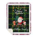 Personalized Gift Tartan Plaid Blanket Clan MacArthur Modern With Funny Santa Snowman Reindeer Merry Christmas Gift Sherpa Blanket, blue plaid sherpa blanket,blue tartan sherpa blanket,Buchan,buffalo plaid sherpa blanket,christmas sherpa blanket,Christmas Throw Blanket