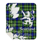Sherpa Blanket - Tartan Blanket Thistle and Lion Scottish Clan Monteith Hunting Plaid Blanket, plaid sherpa blanket queen,purple sherpa blanket,queen sherpa blanket,queen size sherpa blanket,red sherpa blanket,scottish tartan blankets,sherpa blanket,sherpa christmas blanket