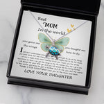 Opal Turtle Necklace - Mom Necklace Gift - Daughter Gift To Best Mom, You Gave Me The Wings To Fly Mom Necklace
