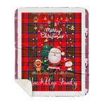 Personalized Gift Tartan Plaid Blanket Clan MacKillop With Funny Santa Snowman Reindeer Merry Christmas Gift Sherpa Blanket, blue plaid sherpa blanket,blue tartan sherpa blanket,Buchan,buffalo plaid sherpa blanket,christmas sherpa blanket,Christmas Throw Blanket