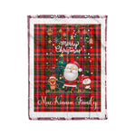 Personalized Gift Tartan Plaid Blanket Clan MacKinnon With Funny Santa Snowman Reindeer Merry Christmas Fleece Blanket, Home Living Room, Plaid Blanket, Tartan Blanket, Scottish Blanket, Buffalo fleece blanket, Christmas Blanket