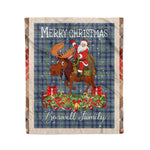 Personalized Gift Plaid Tartan Blanket Clan Boswell With Moose Lover Xmas Gift Santa Riding Christmas Fleece Blanket