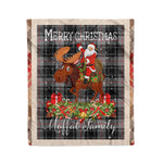 Personalized Gift Plaid Tartan Blanket Clan Moffat With Moose Lover Xmas Gift Santa Riding Christmas Fleece Blanket