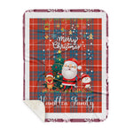 Personalized Gift Tartan Plaid Blanket Clan Hamilton Ancient With Funny Santa Snowman Reindeer Merry Christmas Gift Sherpa Blanket, blue plaid sherpa blanket,blue tartan sherpa blanket,Buchan,buffalo plaid sherpa blanket,christmas sherpa blanket,Christmas Throw Blanket