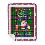 Personalized Gift Tartan Plaid Blanket Clan McGeachie With Funny Santa Snowman Reindeer Merry Christmas Gift Sherpa Blanket, blue plaid sherpa blanket,blue tartan sherpa blanket,Buchan,buffalo plaid sherpa blanket,christmas sherpa blanket,Christmas Throw Blanket