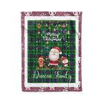 Personalized Gift Tartan Plaid Blanket Clan Duncan Modern With Funny Santa Snowman Reindeer Merry Christmas Fleece Blanket, Home Living Room, Plaid Blanket, Tartan Blanket, Scottish Blanket, Buffalo fleece blanket, Christmas Blanket