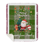 Personalized Gift Tartan Plaid Blanket Clan Cunningham Dress Green With Funny Santa Snowman Reindeer Merry Christmas Gift Sherpa Blanket, blue plaid sherpa blanket,blue tartan sherpa blanket,Buchan,buffalo plaid sherpa blanket,christmas sherpa blanket,Christmas Throw Blanket